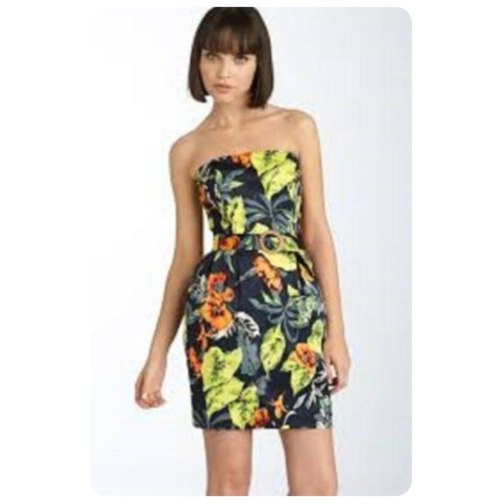 French Connection Strapless Bandeau Belted Dress
